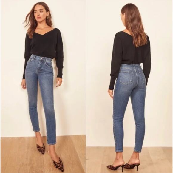 Reformation High & Skinny Crop Jeans Syracuse Wash Size 30 - Picture 1 of 12